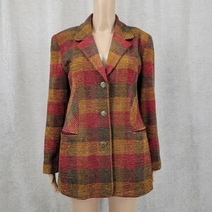 City Girl Vintage Plaid Blazer Jacket  Earth Tones Tweed Dark Academia Preppy